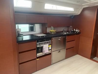 Galley of Aktea, a Hanse Yachts Hanse 508 sailboat at Lavreotiki Municipal Unit, Greece