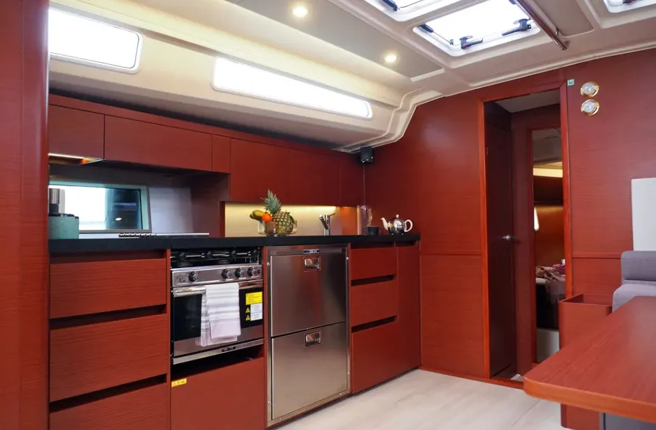 Galley of Aktea, a Hanse Yachts Hanse 508 sailboat at Lavreotiki Municipal Unit, Greece