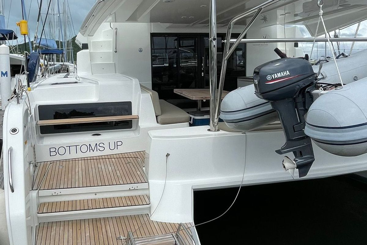 Deck of Bottoms up_X, a Lagoon 50 catamaran at Road Town, British Virgin Islands