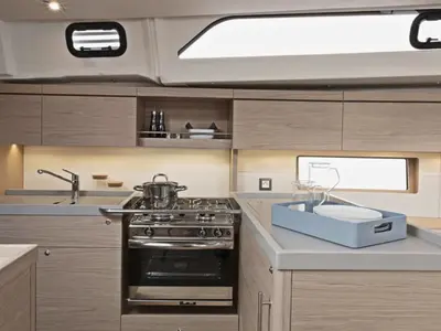 Galley of Oceanis 461/3/3 Premium, a Beneteau Oceanis 461 sailboat at Road Town, British Virgin Islands