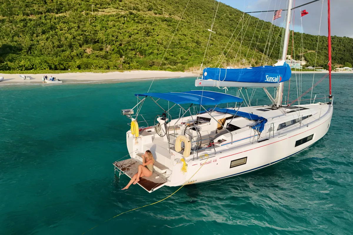 Exterior view of Oceanis 461/3/3 Premium, a Beneteau Oceanis 461 sailboat at Road Town, British Virgin Islands
