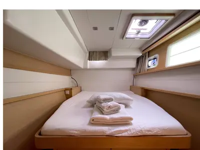 Cabin on AF-L450F, a Lagoon 450 Fly catamaran at Athens, Greece