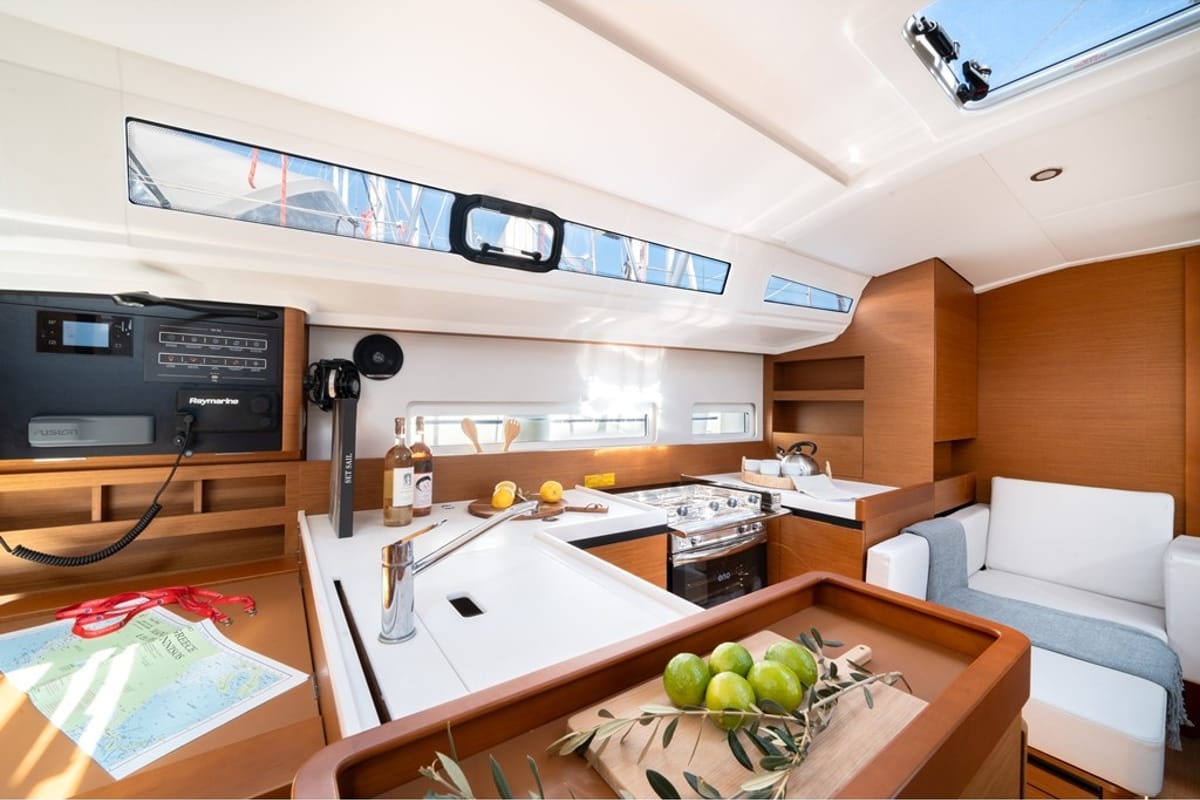 Galley of Filippos II, a Jeanneau Sun Odyssey 380 sailboat at Kos, Greece