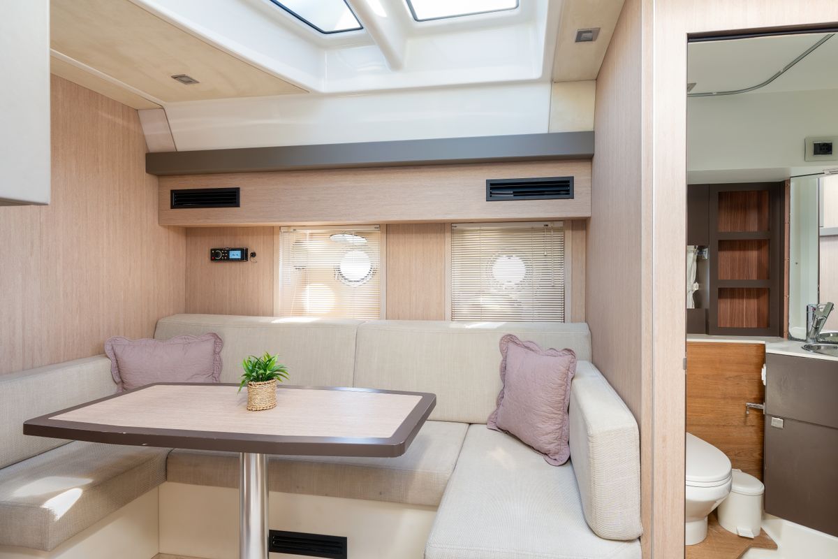 Salon of Principote, a Cranchi M44 HT motorboat at Grad Kaštela, Croatia