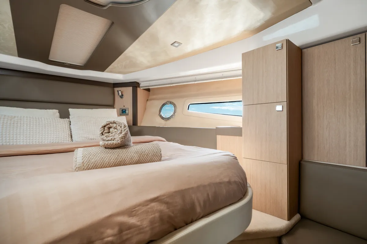 Cabin on Principote, a Cranchi M44 HT motorboat at Grad Kaštela, Croatia