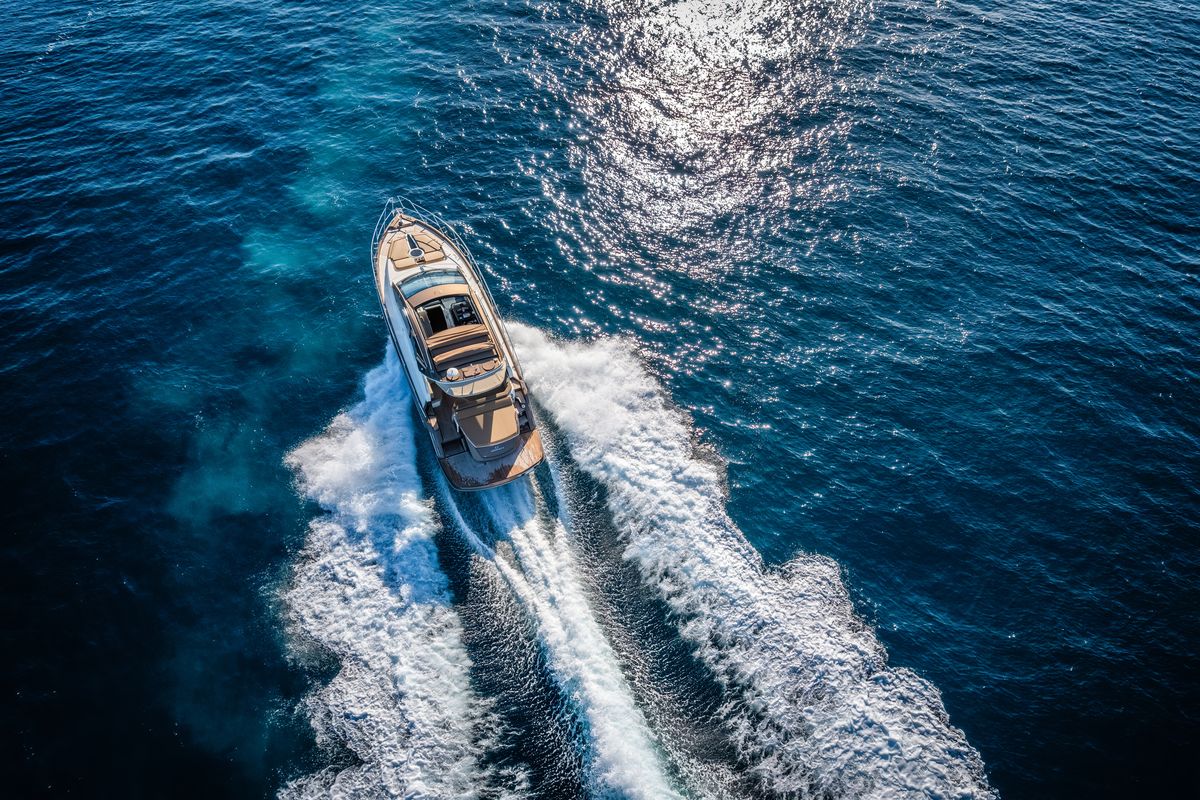 Exterior view of Principote, a Cranchi M44 HT motorboat at Grad Kaštela, Croatia