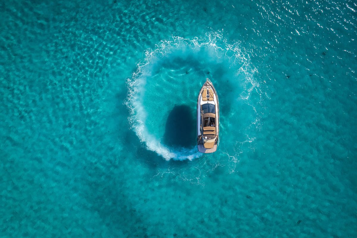 Exterior view of Principote, a Cranchi M44 HT motorboat at Grad Kaštela, Croatia