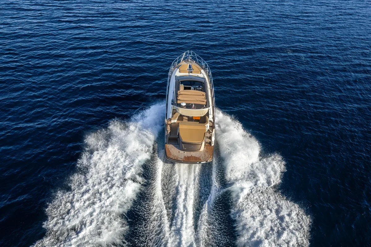 Exterior view of Principote, a Cranchi M44 HT motorboat at Grad Kaštela, Croatia
