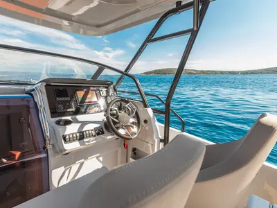 Deck of Ryck 280, a Ryck Yachts Ryck 280 motorboat at Grad Trogir, Croatia
