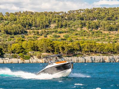 Cockpit of Ryck 280, a Ryck Yachts Ryck 280 motorboat at Grad Trogir, Croatia