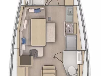 Floor plan of Uraz, a Beneteau Oceanis 37.1 sailboat at Marmaris, Turkey