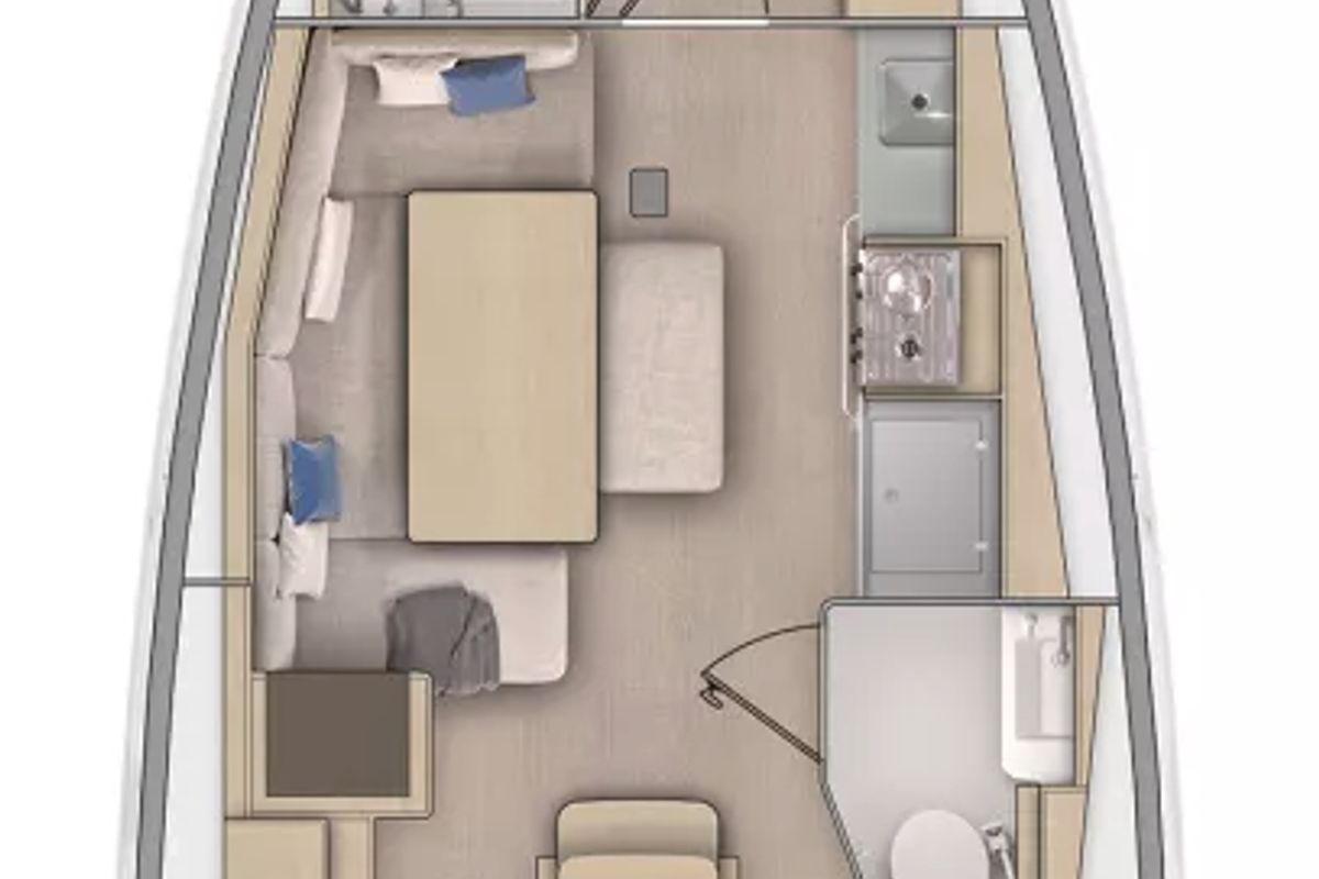 Floor plan of Uraz, a Beneteau Oceanis 37.1 sailboat at Marmaris, Turkey