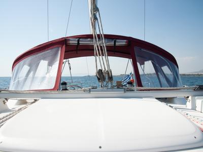 Deck of Vori, a Beneteau Oceanis 473 sailboat at Athens, Greece