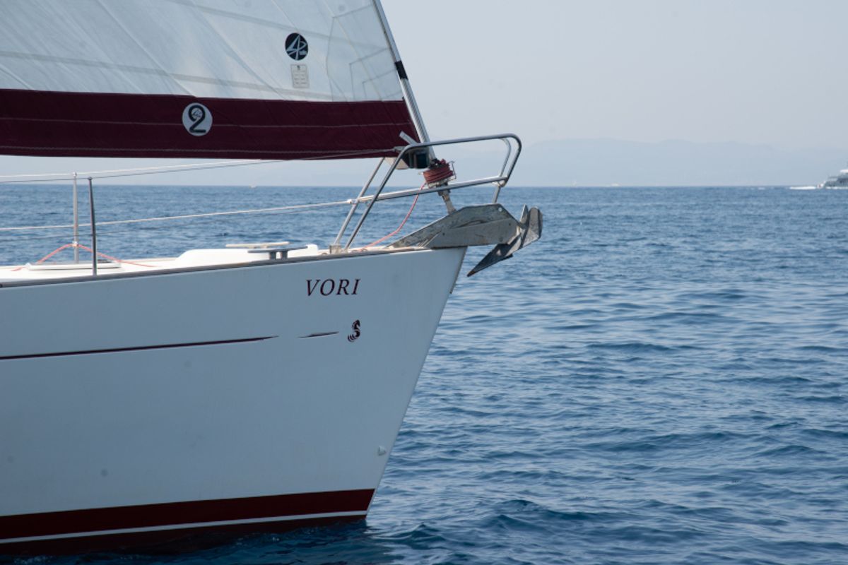 Exterior view of Vori, a Beneteau Oceanis 473 sailboat at Athens, Greece