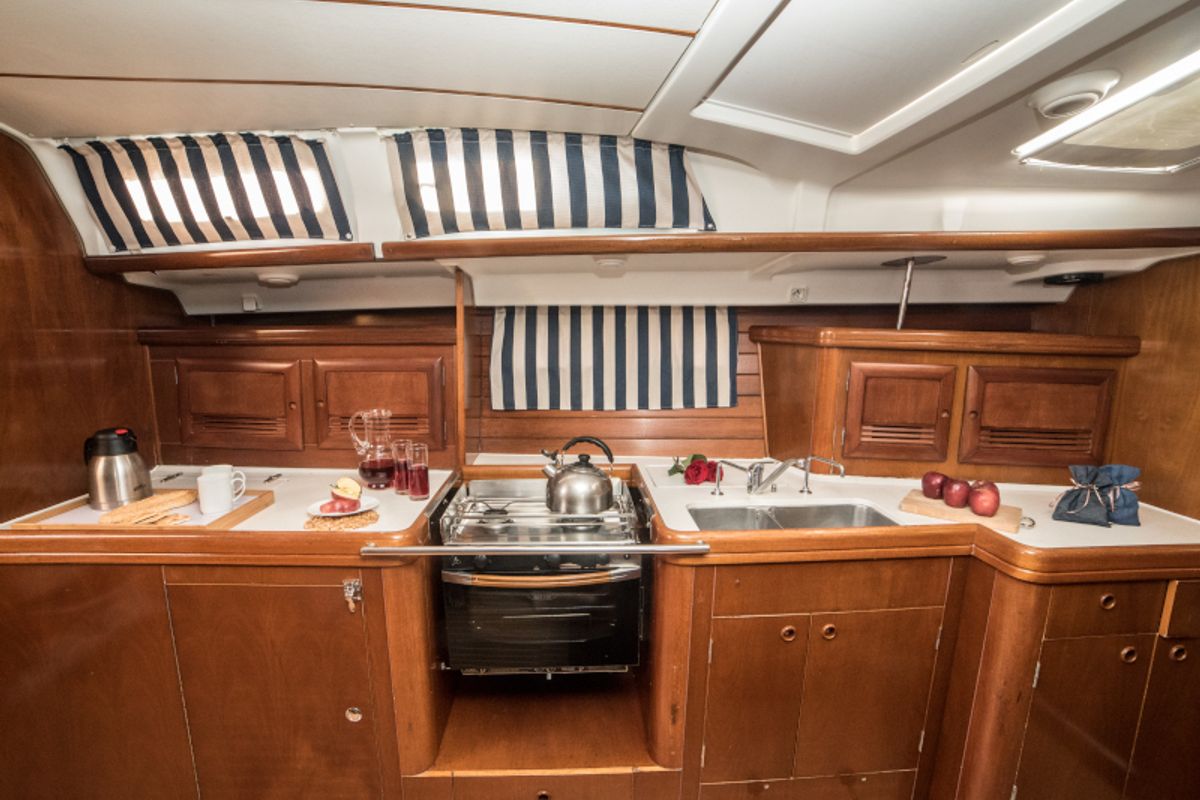 Galley of Vori, a Beneteau Oceanis 473 sailboat at Athens, Greece
