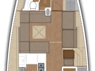 Floor plan of Penelope, a X-Yachts XC 47 sailboat at Lavreotiki Municipal Unit, Greece