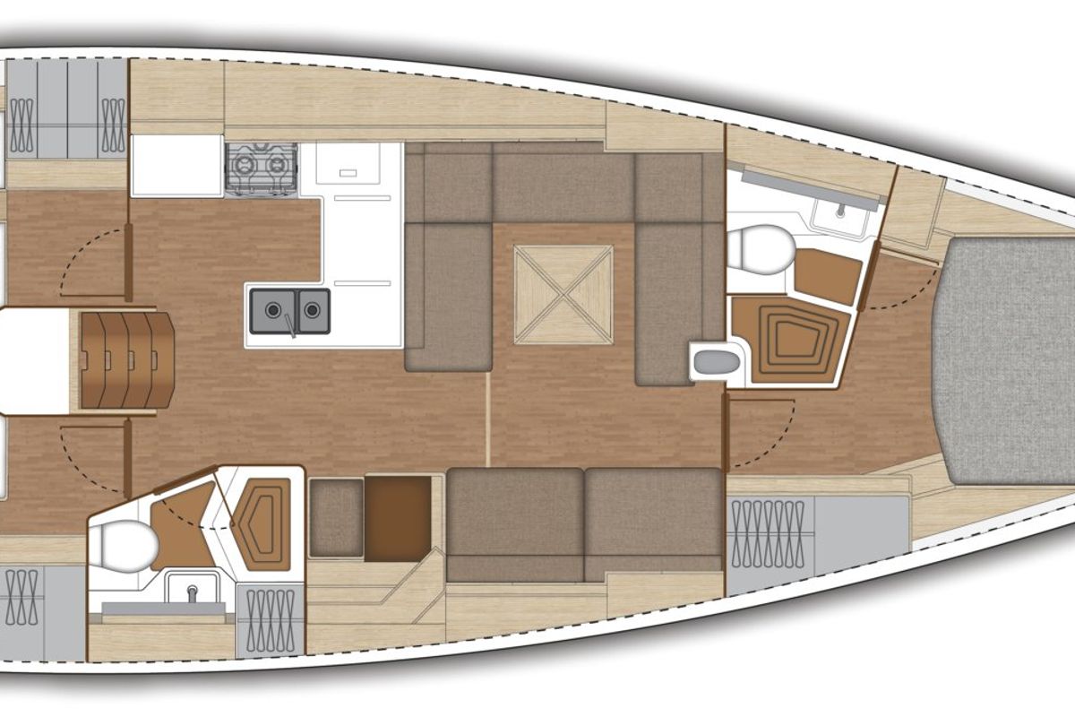 Floor plan of Penelope, a X-Yachts XC 47 sailboat at Lavreotiki Municipal Unit, Greece