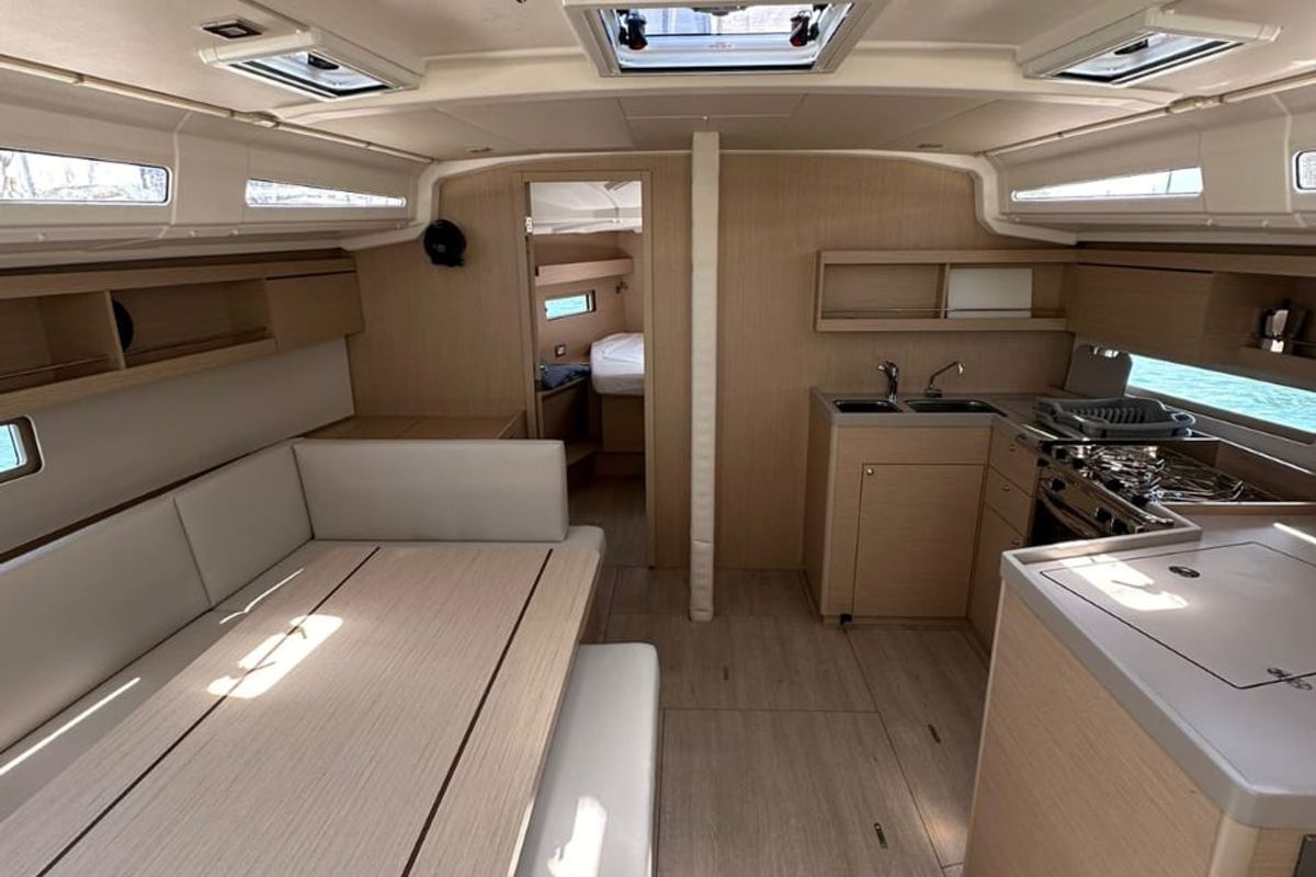 Salon of Monterey, a Beneteau Oceanis 40.1 sailboat at Municipal Unit of Lefkada, Greece