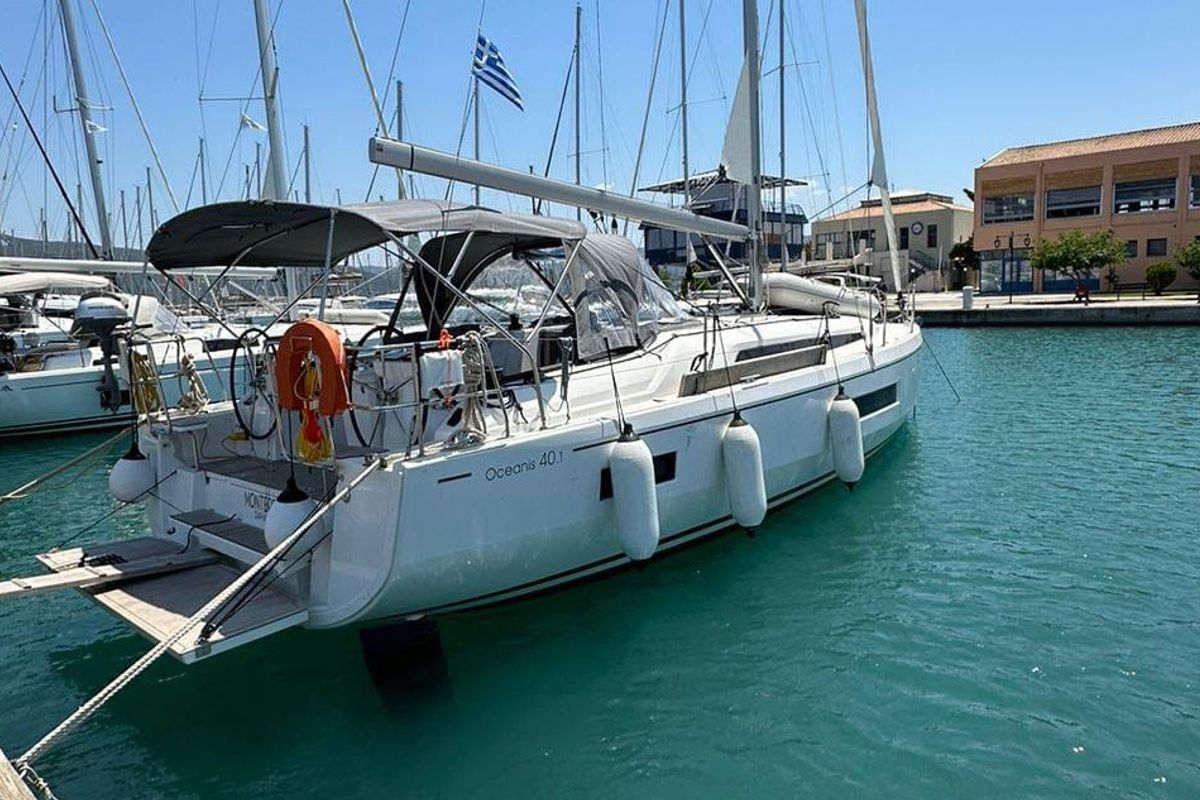Exterior view of Monterey, a Beneteau Oceanis 40.1 sailboat at Municipal Unit of Lefkada, Greece