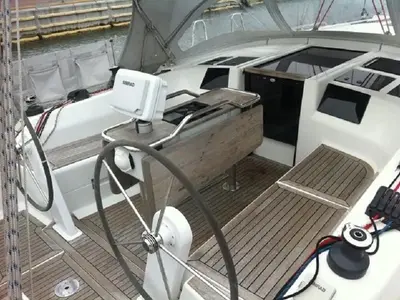 Cockpit of Milda, a Hanse Yachts Hanse 385 sailboat at Tallinn, Estonia