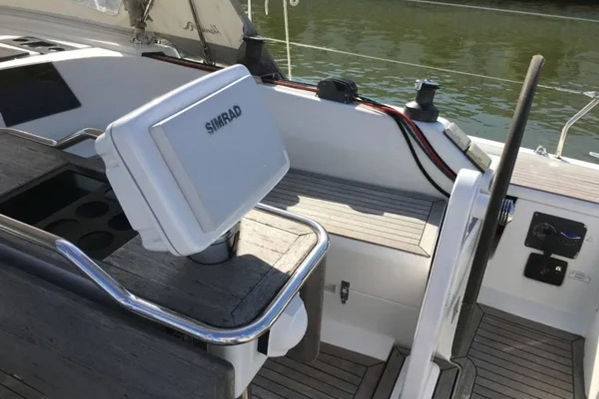 Cockpit of Milda, a Hanse Yachts Hanse 385 sailboat at Tallinn, Estonia