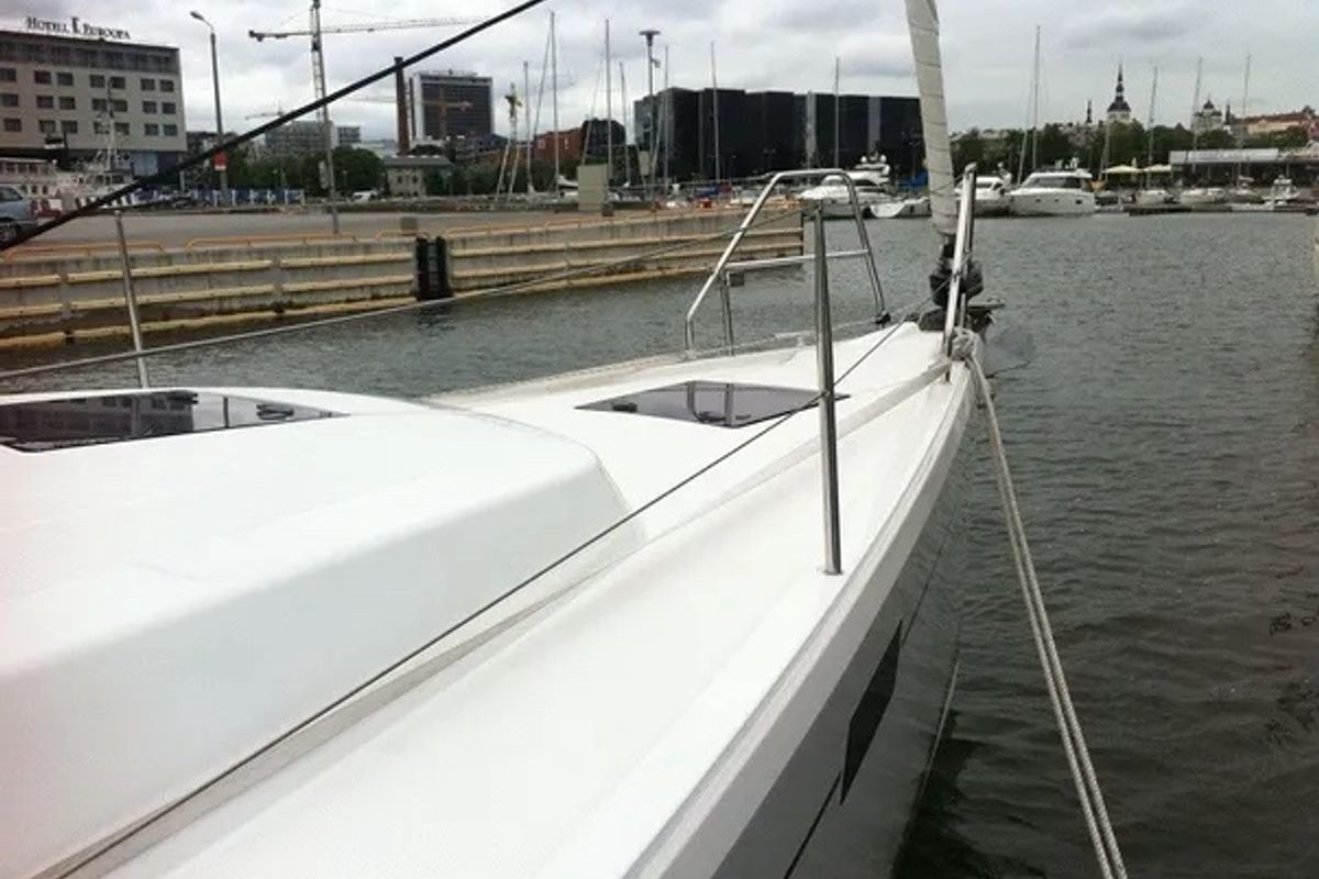 Exterior view of Milda, a Hanse Yachts Hanse 385 sailboat at Tallinn, Estonia