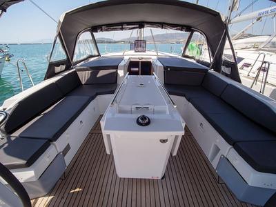 Deck of Layla, a Beneteau Oceanis 46.1 sailboat at Volos Municipality, Greece