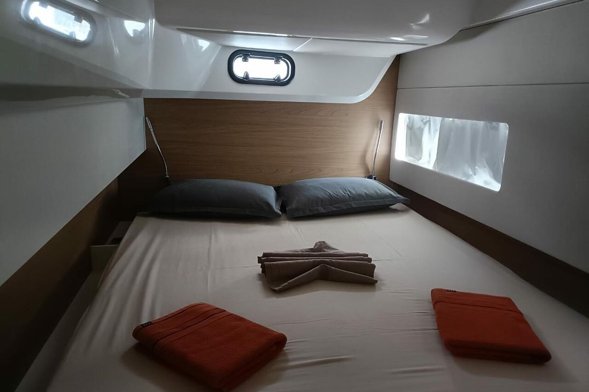 Cabin on Poucette, a Bali Catsmart catamaran at Le Marin, France