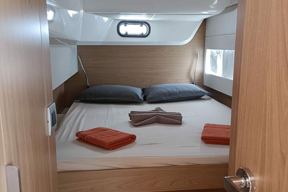 Cabin on Poucette, a Bali Catsmart catamaran at Le Marin, France
