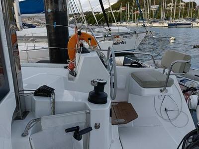 Cockpit of Poucette, a Bali Catsmart catamaran at Le Marin, France