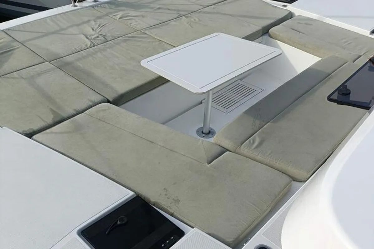 Deck of Poucette, a Bali Catsmart catamaran at Le Marin, France