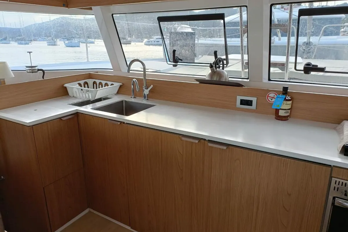 Galley of Poucette, a Bali Catsmart catamaran at Le Marin, France