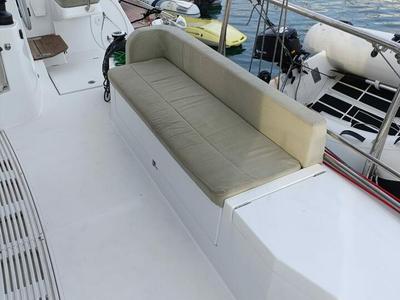 Deck of Poucette, a Bali Catsmart catamaran at Le Marin, France