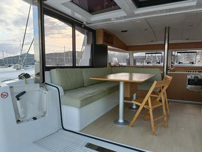 Salon of Poucette, a Bali Catsmart catamaran at Le Marin, France