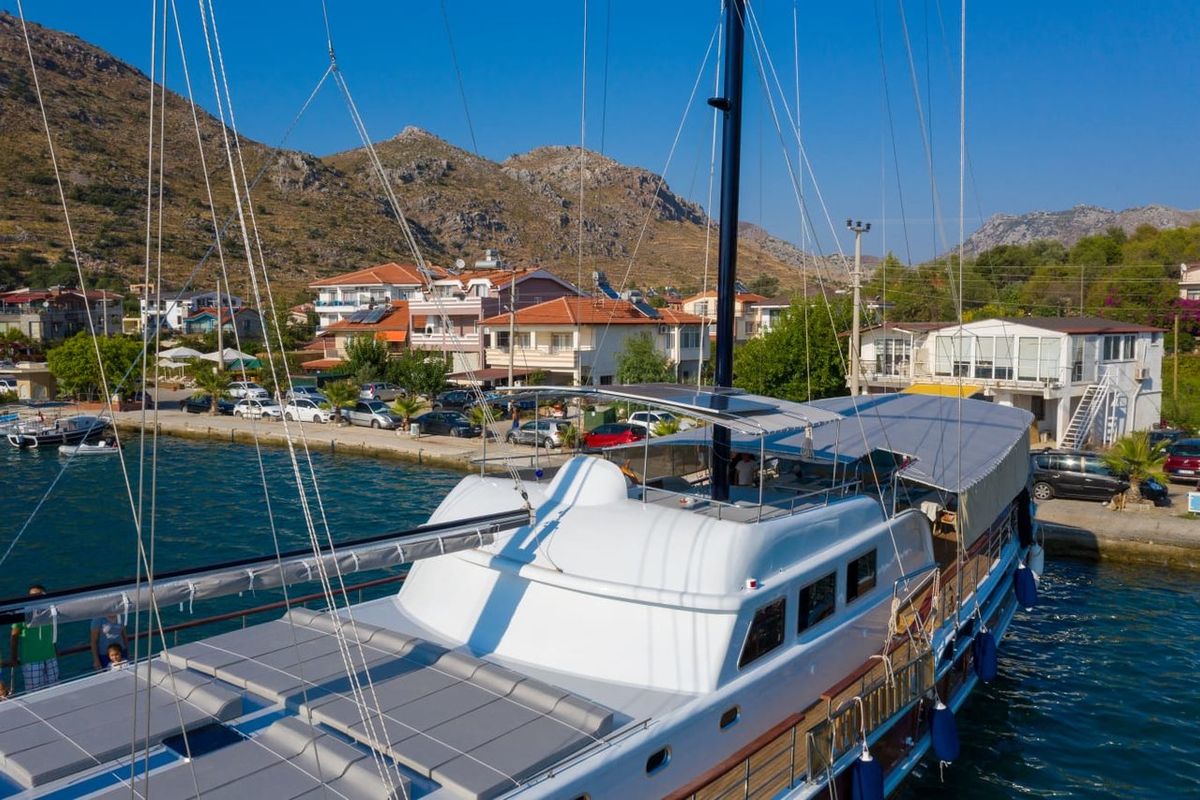 Deck of Queen D., a Custom Made Queen D. yacht at Bodrum, Turkey