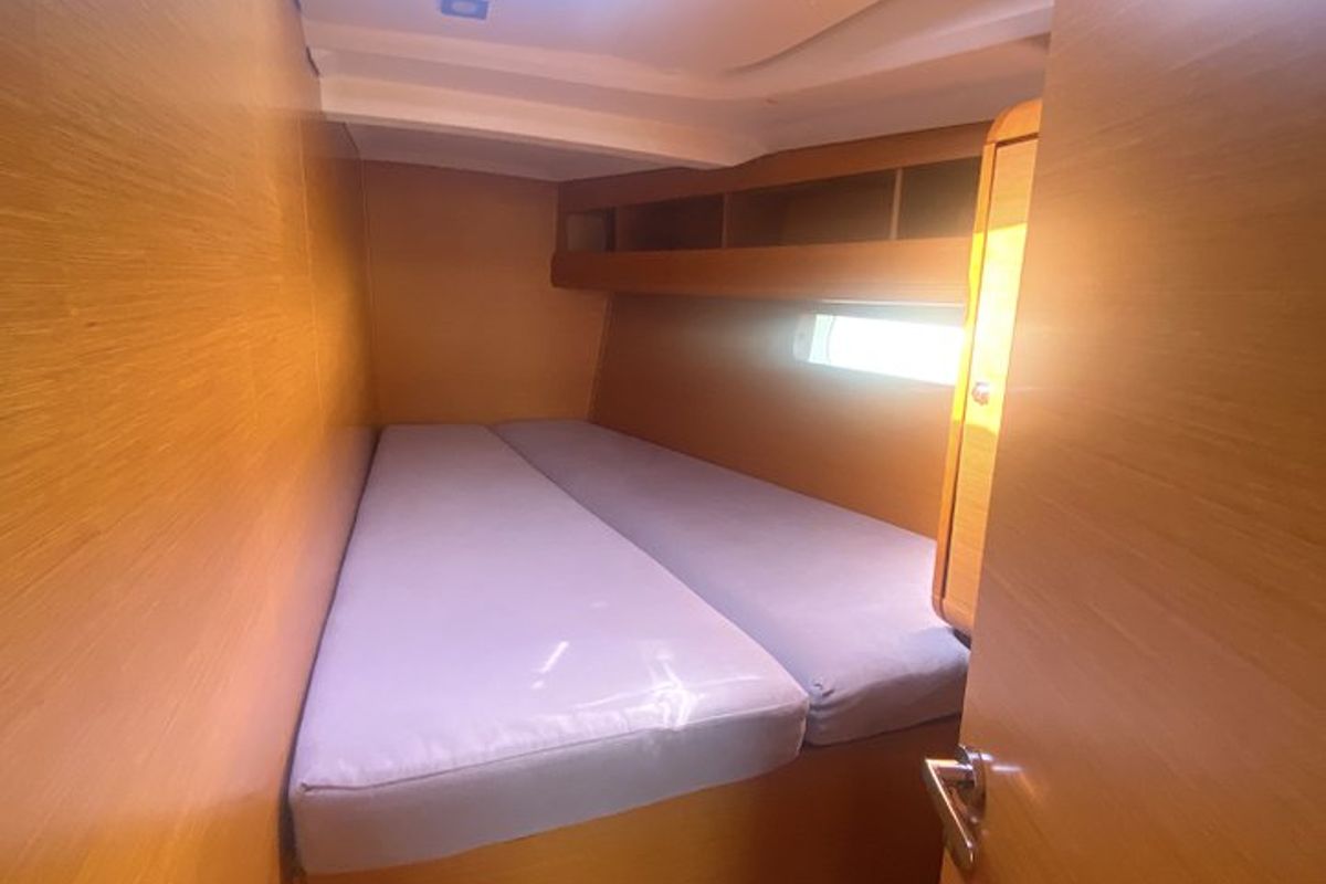 Cabin on Artdrenalin, a Jeanneau Sun Odyssey 479 sailboat at Municipal Unit of Lefkada, Greece