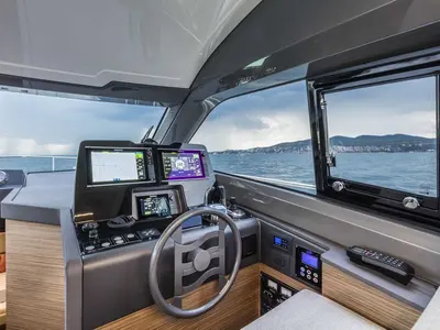 Cockpit of Lady Esmeralda, a Ferretti Yachts 450 yacht at Podstrana - Miljevac, Croatia