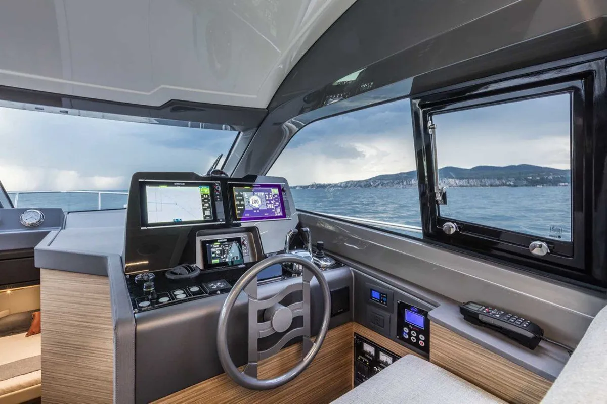 Cockpit of Lady Esmeralda, a Ferretti Yachts 450 yacht at Podstrana - Miljevac, Croatia