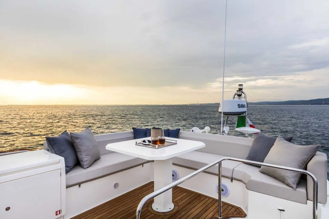 Deck of Lady Esmeralda, a Ferretti Yachts 450 yacht at Podstrana - Miljevac, Croatia