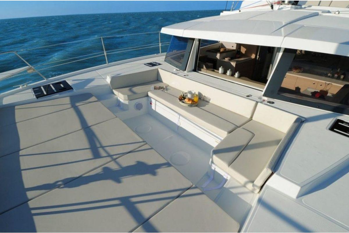Deck of Grampis, a Bali 4.1 catamaran at Marmaris, Turkey