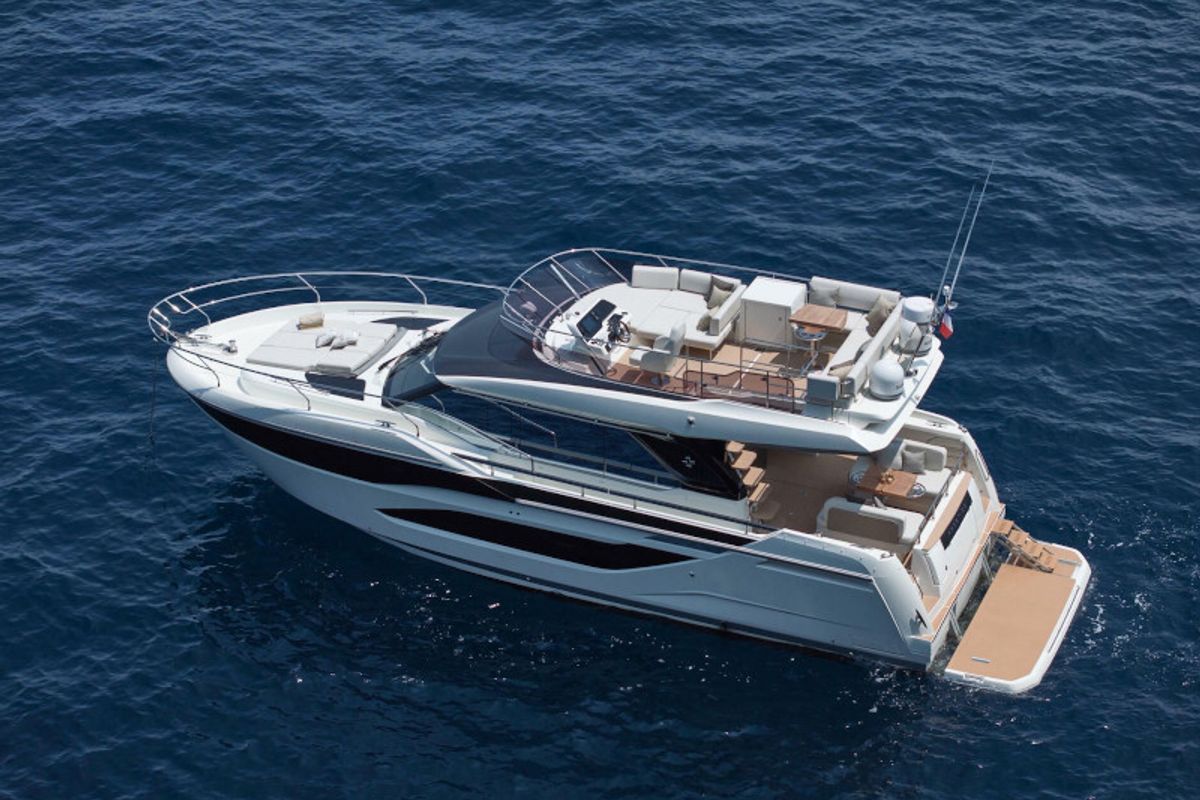 Exterior view of La Familia 2, a Gulet x-reuse motorboat at Palma de Mallorca, Spain