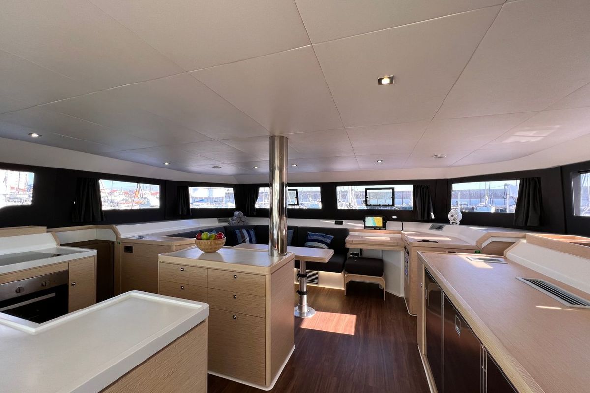 Galley of Stella, a Dufour 48 Catamaran catamaran at Olbia, Italy