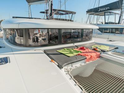 Deck of Marou, a Lagoon 42 catamaran at Municipal Unit of Lefkada, Greece
