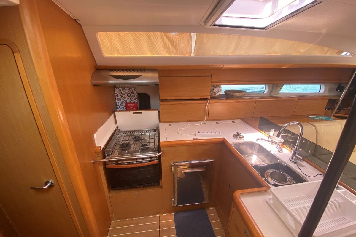 Galley of Agios Nikolaos , a Jeanneau 53 sailboat at Municipal Unit of Lefkada, Greece