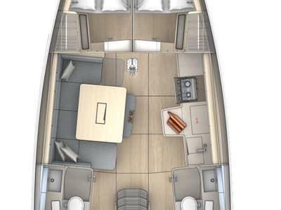 Floor plan of Sonny Boy, a Dufour 41 sailboat at Piombino, Italy