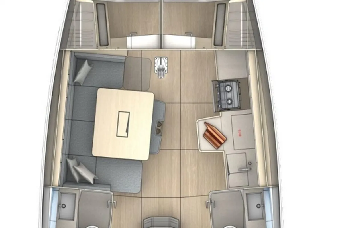 Floor plan of Sonny Boy, a Dufour 41 sailboat at Piombino, Italy