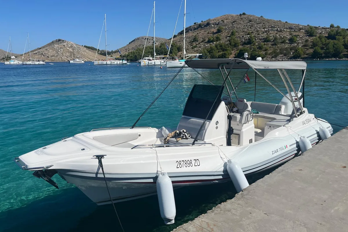 Exterior view of Maltesina, a ZAR FORMENTI SRL ZAR 79 Sport Luxury rib at Općina Sukošan, Croatia