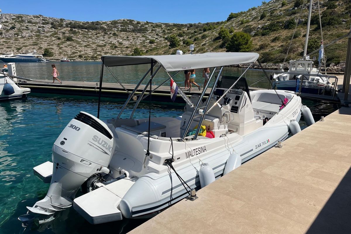 Exterior view of Maltesina, a ZAR FORMENTI SRL ZAR 79 Sport Luxury rib at Općina Sukošan, Croatia