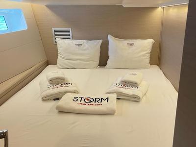 Cabin on Storm Dancer 2, a Jeanneau 54 sailboat at Marmaris, Turkey