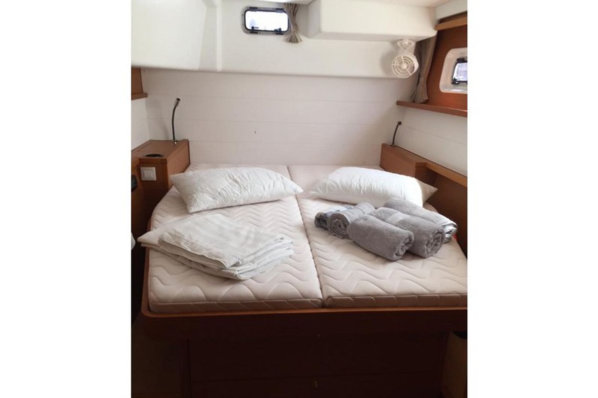 Cabin on Solstice , a Lagoon 450 catamaran at Athens, Greece